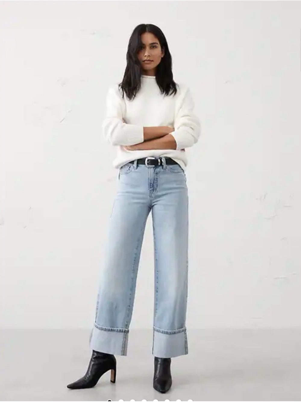 BANANA REPUBLIC Dark Blue High-Rise Straight Fit Cuffed Ankle Jean